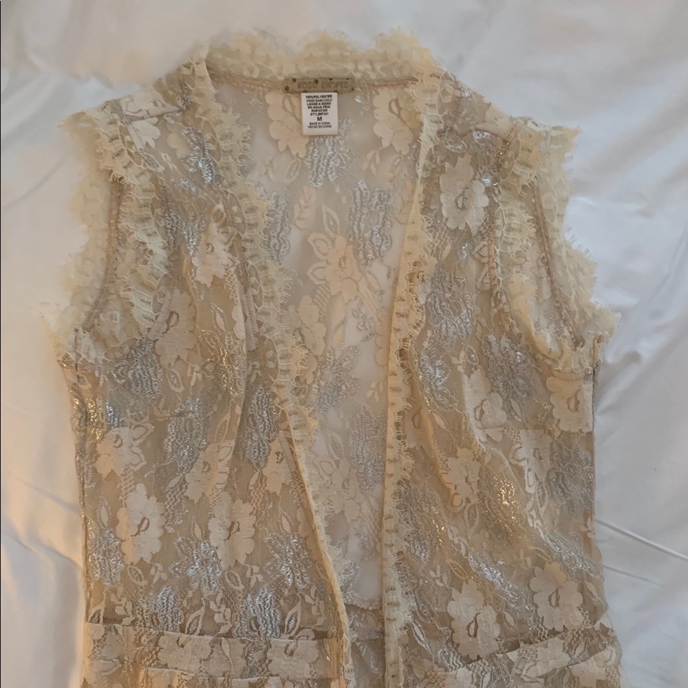Adorable peach cream lace festival vest